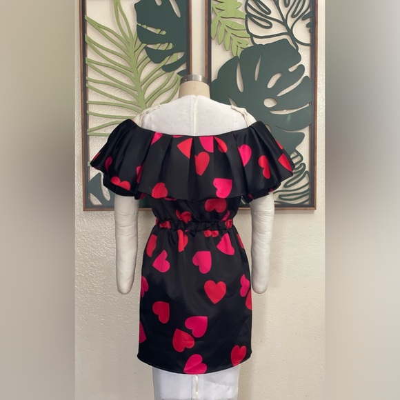 Flounce London puff sleeve Bardot satin mini dress - Picture 6 of 9